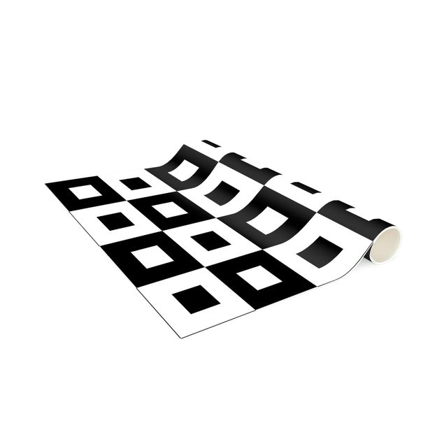 Tappeti a scacchi Motivo geometrico di quadrati bianchi e neri,