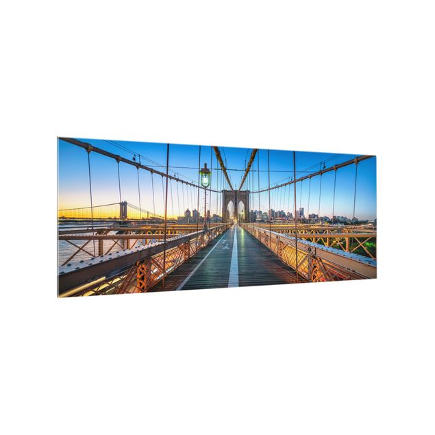 Paraschizzi in vetro - Veduta mattutina dal ponte di Brooklyn - Panorama 5:2