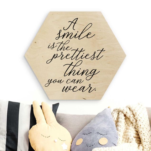 Esagono in legno - Un sorriso è la più bella cosa