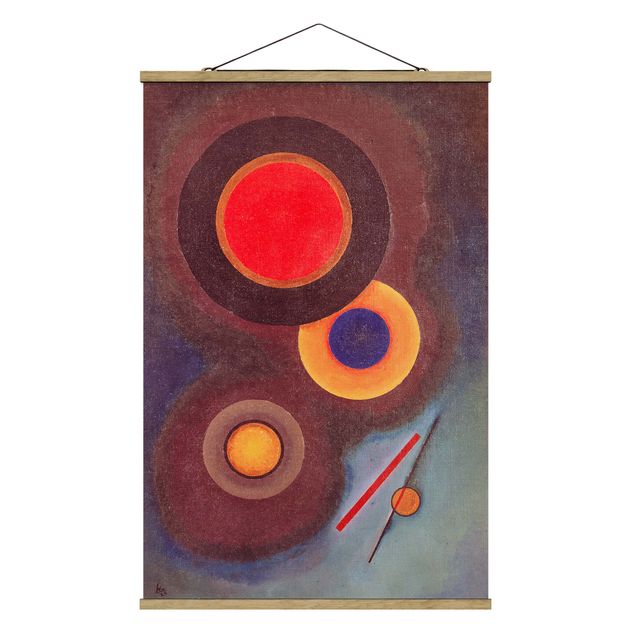 Foto su tessuto da parete con bastone - Wassily Kandinsky - cerchi e linee - Verticale 3:2
