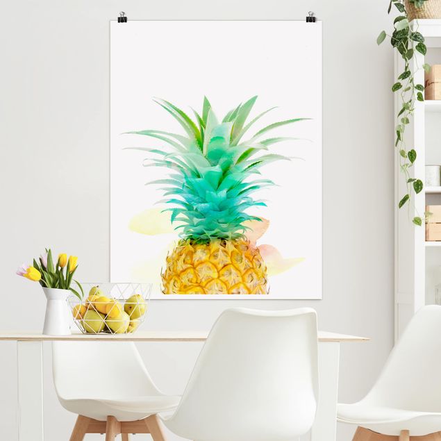 Poster acquerello Ananas ad acquerello