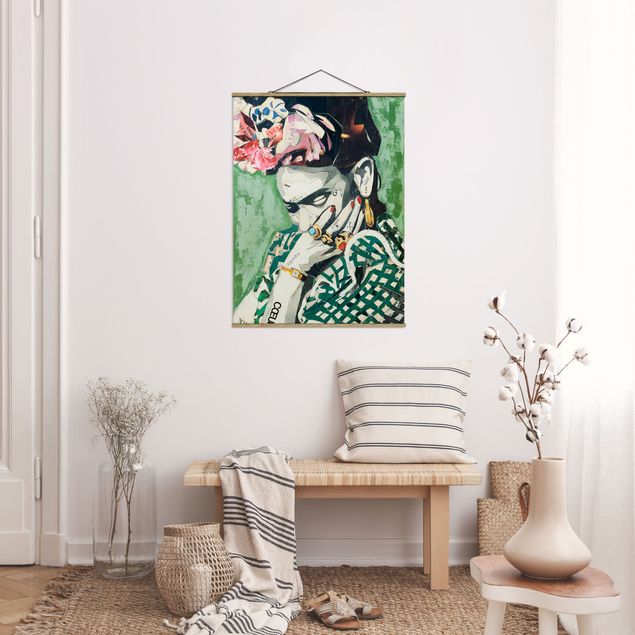 Foto su tessuto da parete con bastone - Frida Kahlo - Collage No.3 - Verticale 4:3