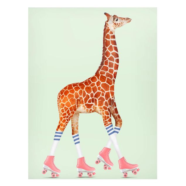 Lavagna magnetica - Giraffa con Pattini a rotelle - Formato verticale 4:3