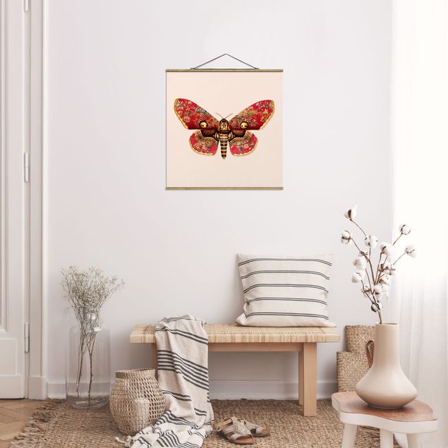 Foto su tessuto da parete con bastone - Vintage Moth - Quadrato 1:1