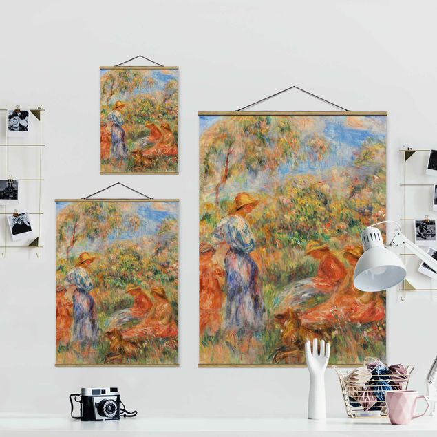 Foto su tessuto da parete con bastone - Auguste Renoir - Paesaggio con le donne e bambini - Verticale 4:3
