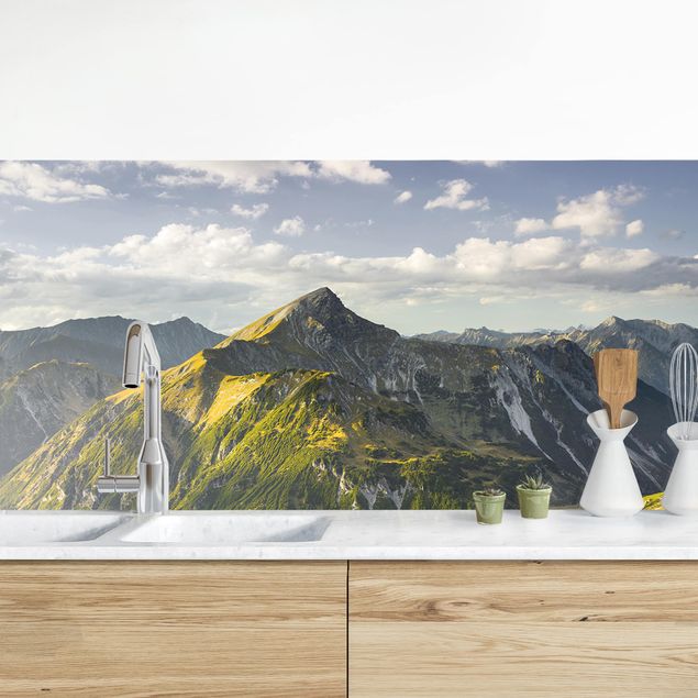 Rivestimenti cucina pannello Montagne e valle delle Alpi di Lechtal in Tirolo
