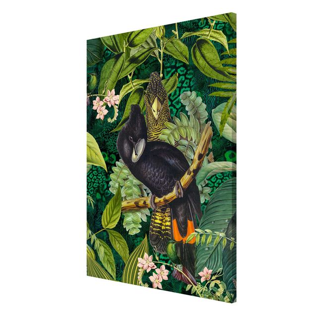 Lavagna magnetica - Colorato collage - Cacatua In The Jungle - Formato verticale 2:3
