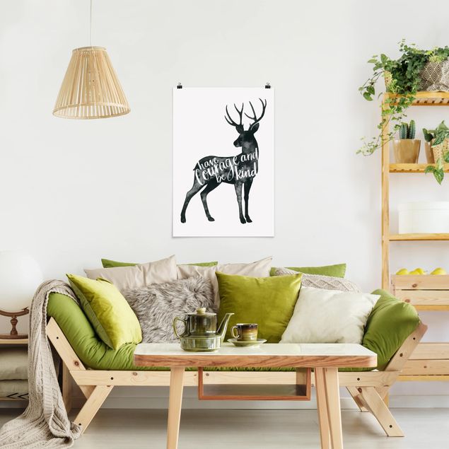 Poster illustrazioni Animali saggi - Cervo