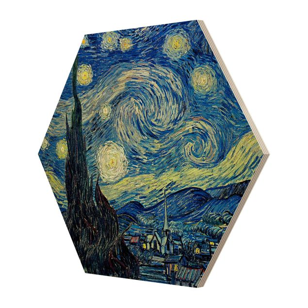 Esagono in legno - Vincent Van Gogh - Notte stellata