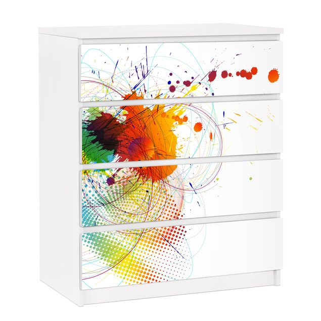 Carta adesiva per mobili IKEA - Malm Cassettiera 4xCassetti - Rainbow Background