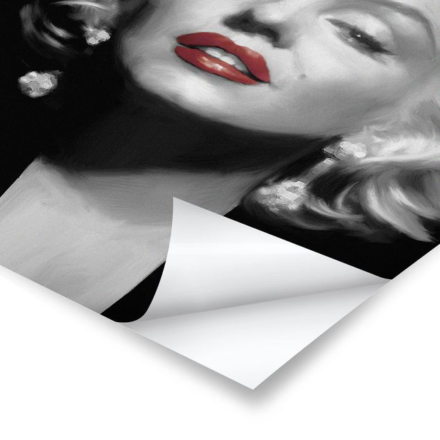 Poster - Marilyn Con Red Lips - Verticale 3:2