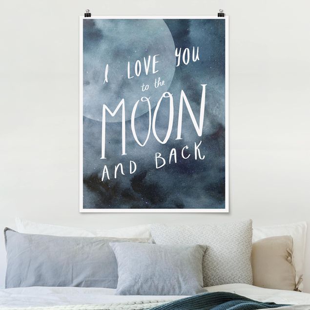 Poster acquerello Amore celeste - Luna