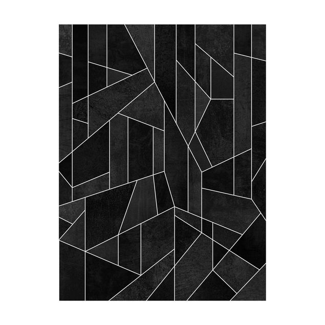 Tappeto nero salotto Acquerello geometrico in bianco e nero