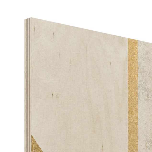 Stampa su legno - Art Deco Geometria oro bianco - Verticale 4:3