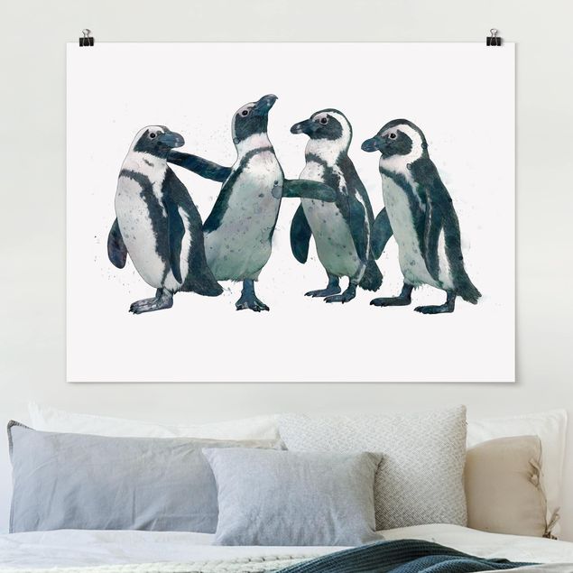 stampe animali Illustrazione - Pinguini Acquerello Bianco e Nero