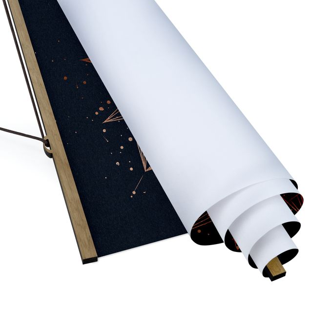 Quadro su tessuto con stecche per poster - Astrologia Lunar Magic Blue oro - Quadrato 1:1