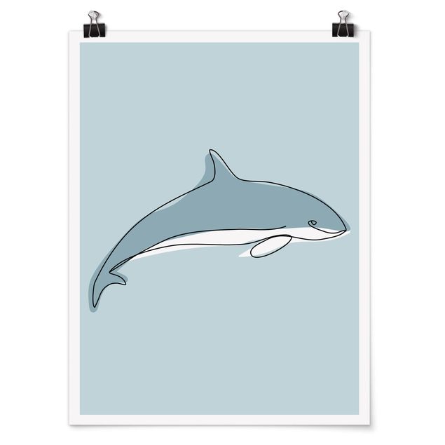 Poster - Dolphin Line Art - Verticale 4:3