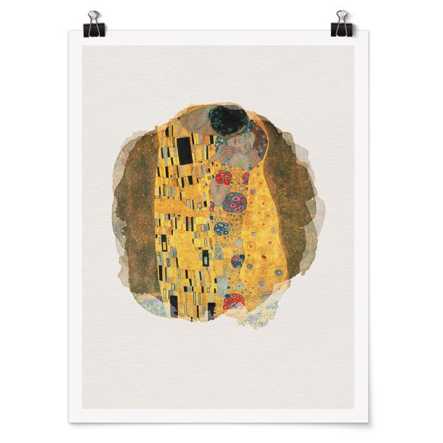 Poster - Acquarelli - Gustav Klimt - The Kiss - Verticale 4:3