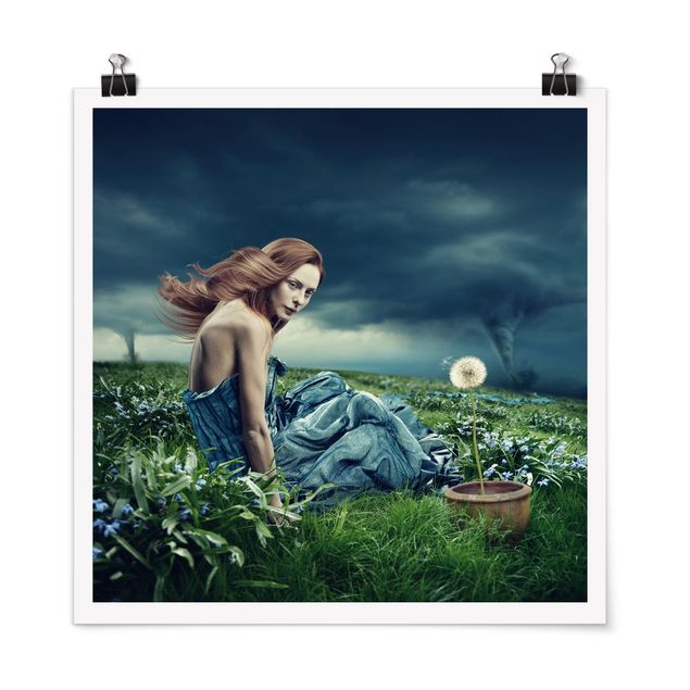 Poster - Donna In Tempesta - Quadrato 1:1
