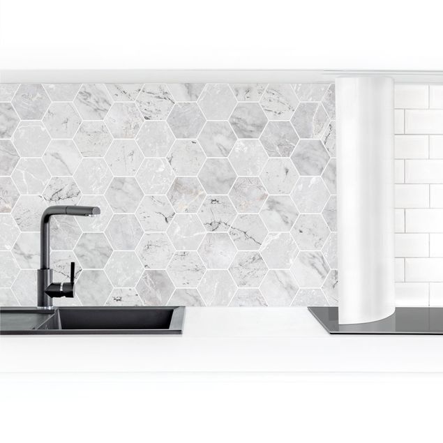 rivestimento cucina moderna Piastrelle esagonali di marmo - Grigio chiaro