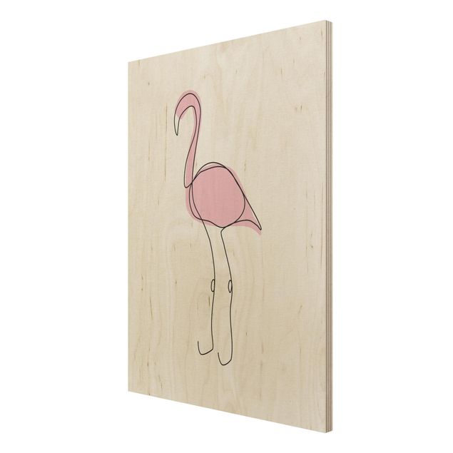 Stampa su legno - Flamingo Line Art - Verticale 4:3