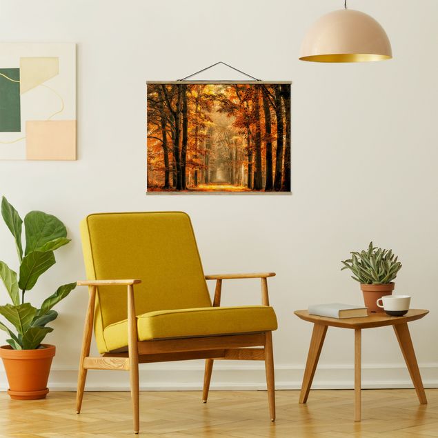 Foto su tessuto da parete con bastone - Enchanted Forest In autunno - Orizzontale 3:4