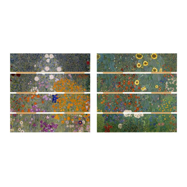 Quadro in legno effetto pallet - Gustav Klimt - The Green Garden - Quadrato 1:1