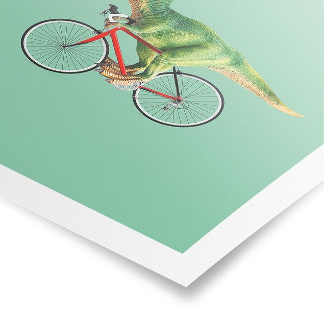 Poster - Jonas Loose - Dinosauro con la bicicletta - Verticale 3:2