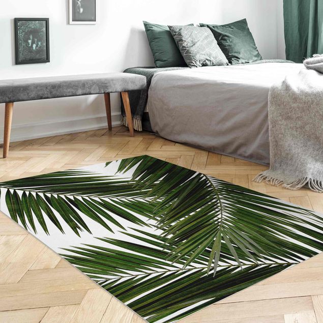 Tappeti bagno moderni Vista attraverso le foglie di palma verde