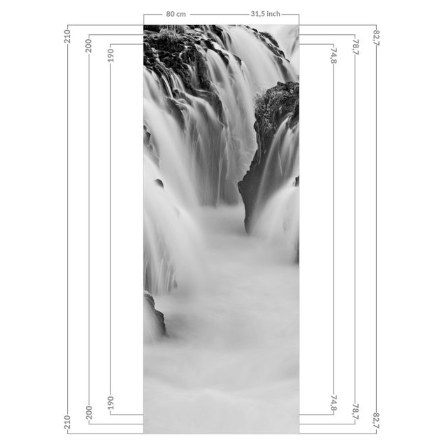 Rivestimento per doccia - Cascata Brúarfoss in Islanda bianco e nero