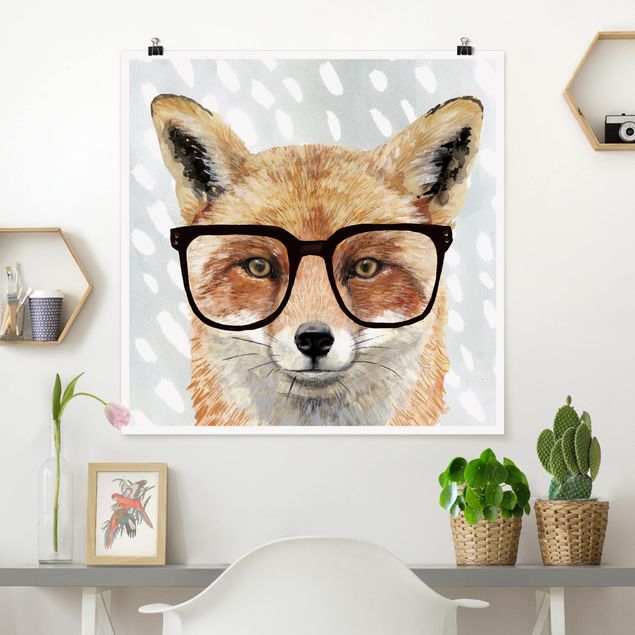 Poster cameretta bambini animali Animali con occhiali - Volpe