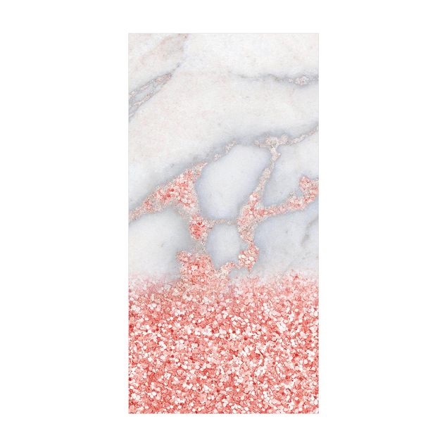 Tappeto moderno astratto Effetto marmo con coriandoli rosa