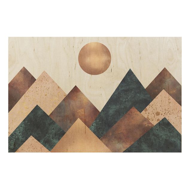 Stampa su legno - Geometrico Monti bronzo - Orizzontale 2:3