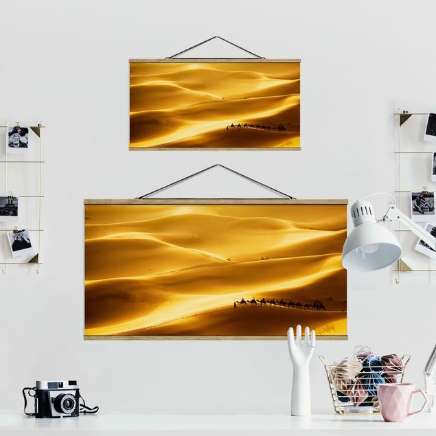 Foto su tessuto da parete con bastone - dune dorate - Orizzontale 1:2