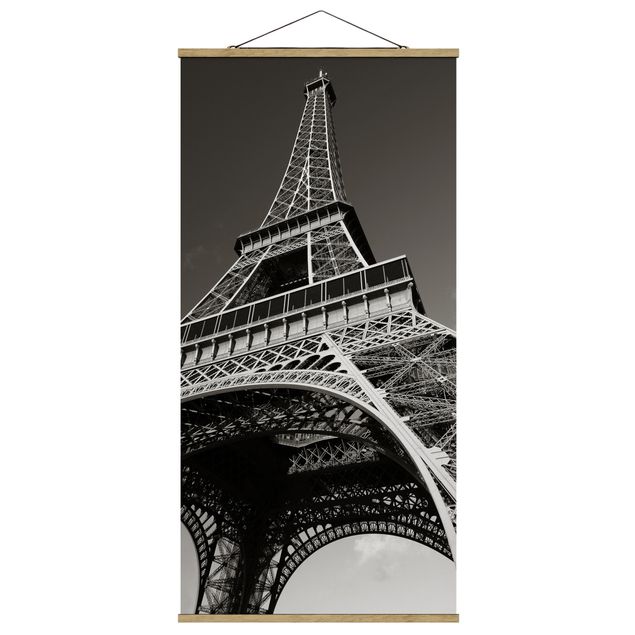 Quadro su tessuto con stecche per poster - Torre Eiffel - Verticale 2:1