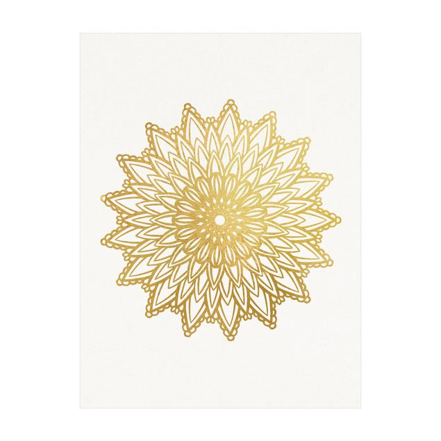 Tappeti bagno grandi Mandala Sole Illustrazione Oro Bianco