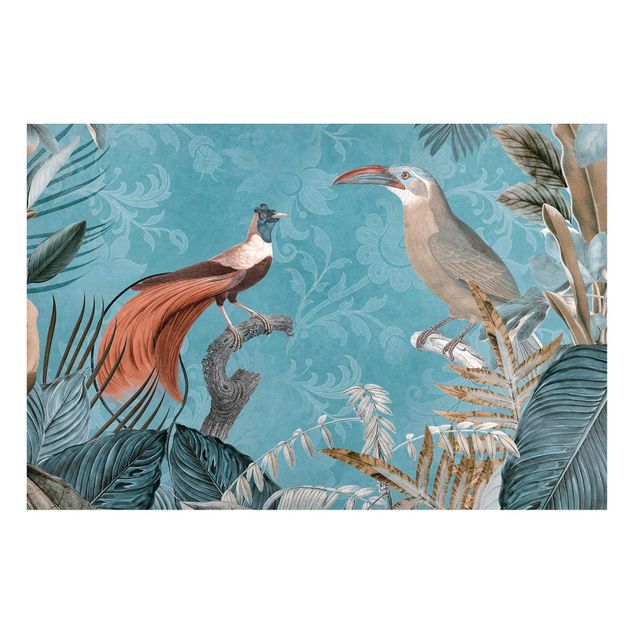 Lavagna magnetica per ufficio Collage vintage - Uccelli del paradiso