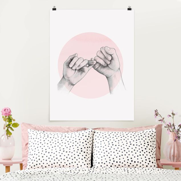 Poster illustrazioni Illustrazione - Mani Cerchio dell'Amicizia Rosa Bianco