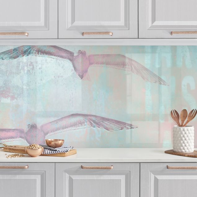 Rivestimenti cucina pannello Collage in stile shabby chic - Gabbiani