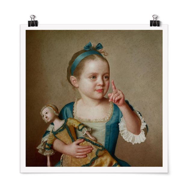 Poster - Jean Etienne Liotard - Ragazza con la bambola - Quadrato 1:1