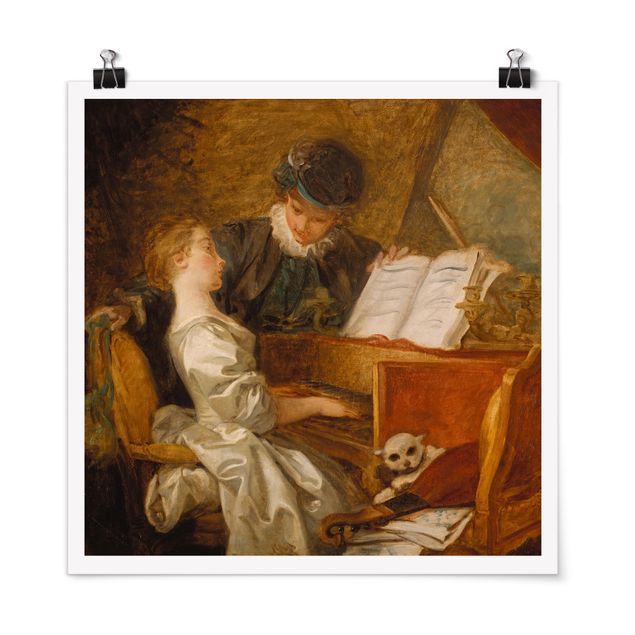 Poster - Jean Honoré Fragonard - The Piano Lesson - Quadrato 1:1