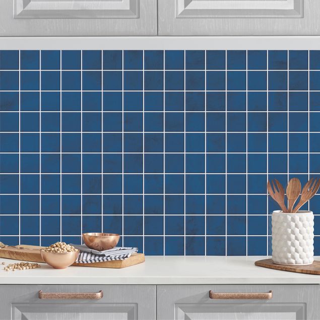 Rivestimenti cucina pannello Piastrelle in cemento a mosaico - Blu