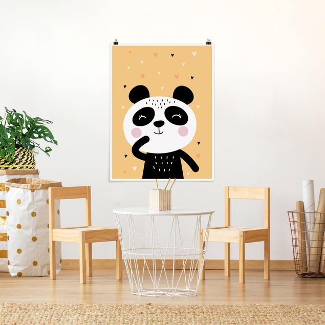 Poster cameretta bambini animali Il panda più felice