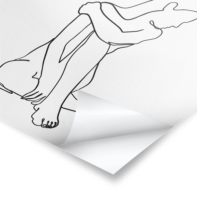 Poster - Line Art Nudo donna Bianco e nero - Quadrato 1:1