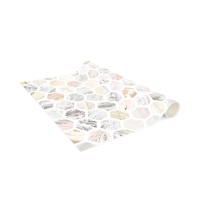 Teppich Marmoroptik Esagoni di marmo in beige