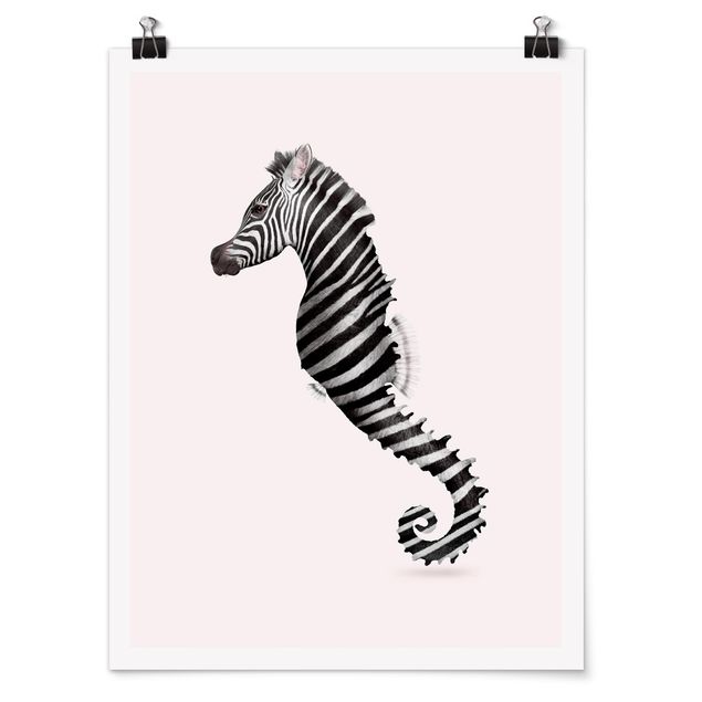 Poster - Seahorse Con Zebra Stripes - Verticale 4:3