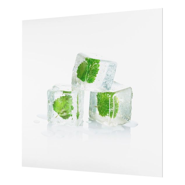 Paraschizzi in vetro - Three Ice Cubes With Lemon Balm