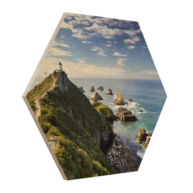 Esagono in legno - Nugget Point Lighthouse e Sea Nuova Zelanda