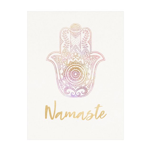 Tappeti dorati Mano Hamsa - Illustrazione Namaste Oro Rosa Chiaro