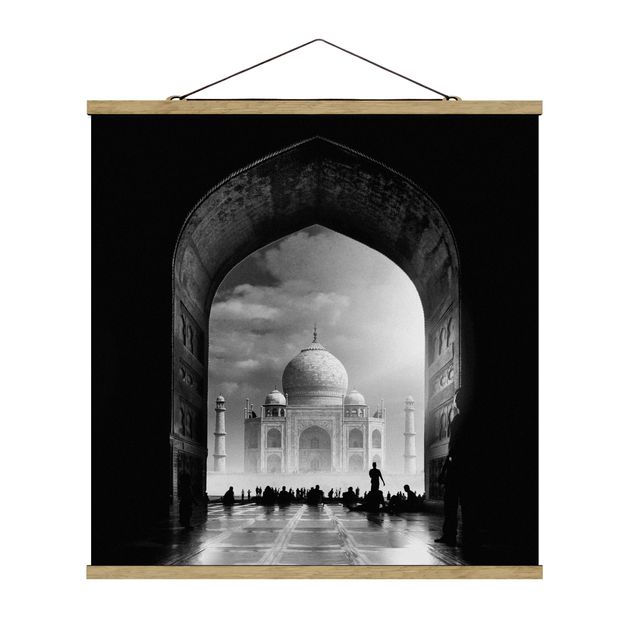 Quadro su tessuto con stecche per poster - Il Gateway al Taj Mahal - Quadrato 1:1